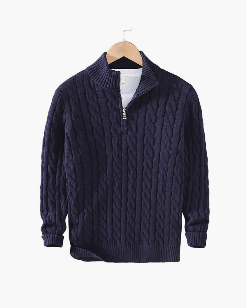 Jersey de Punto Trenzado con Cremallera