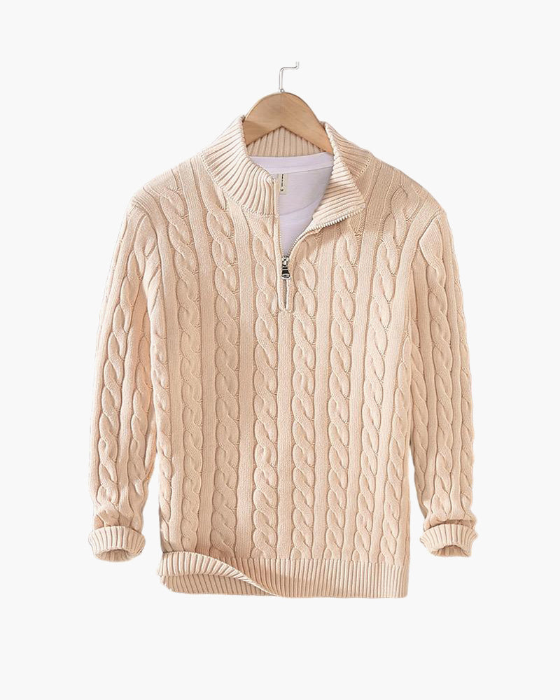 Jersey de Punto Trenzado con Cremallera