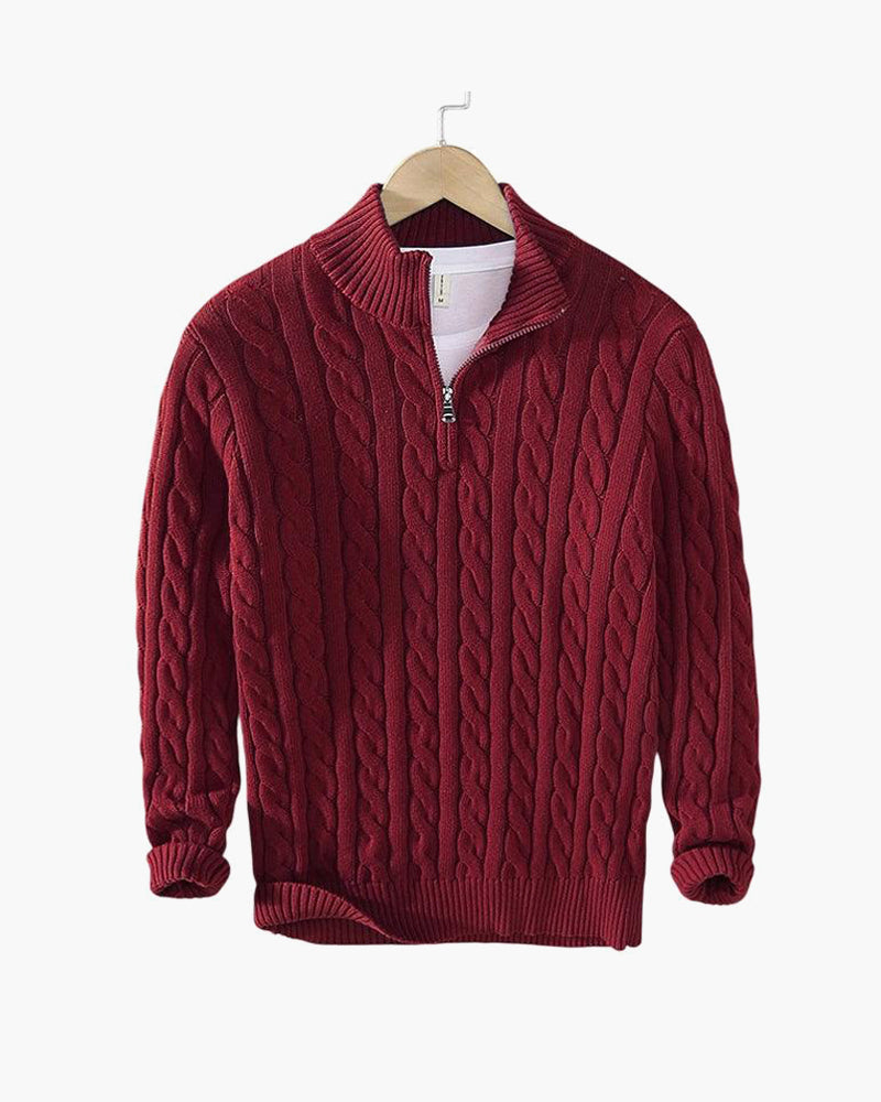 Jersey de Punto Trenzado con Cremallera