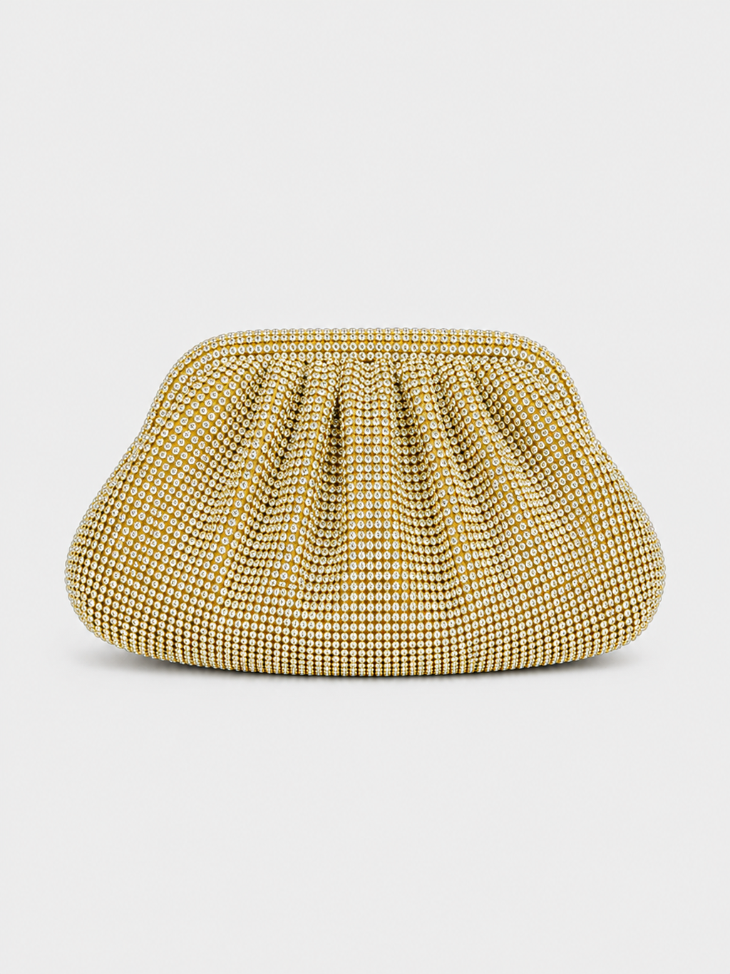 Clutch bombonera brillos dorado