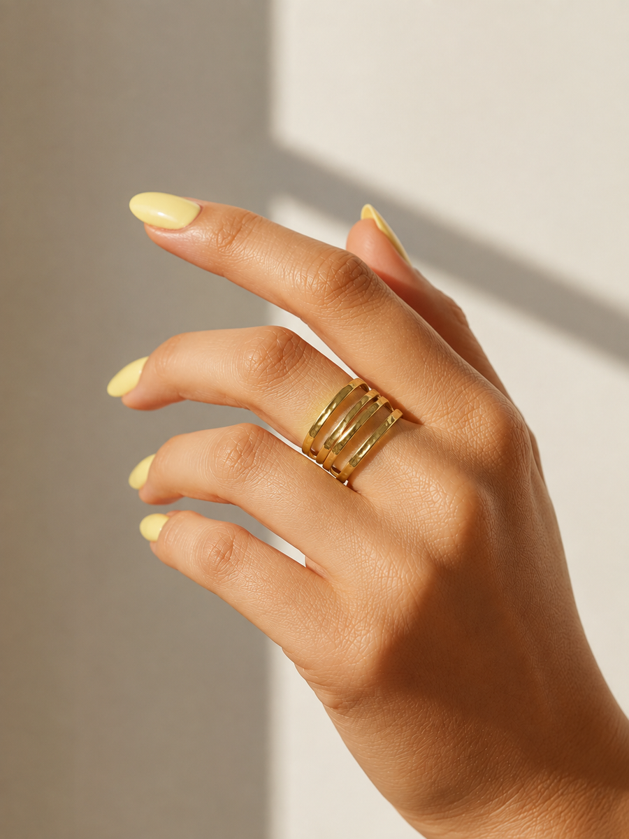 Anillo bandas dorado