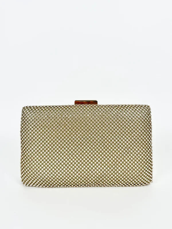 Clutch brillos dorado efecto