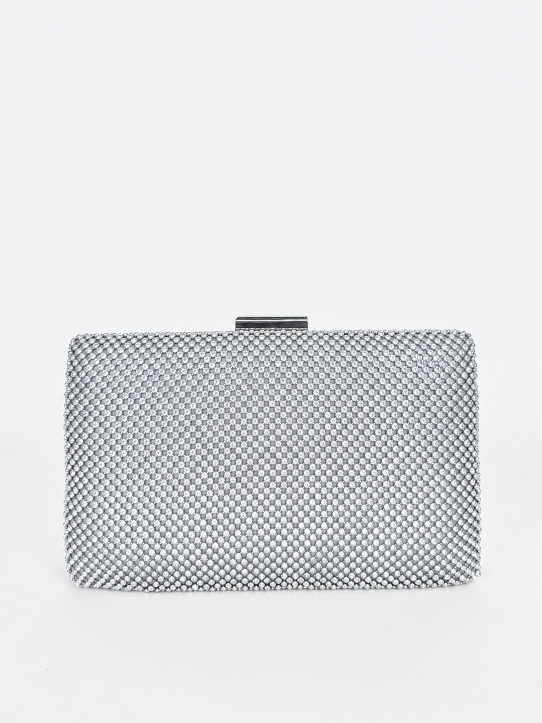 Clutch brillos plateado efecto