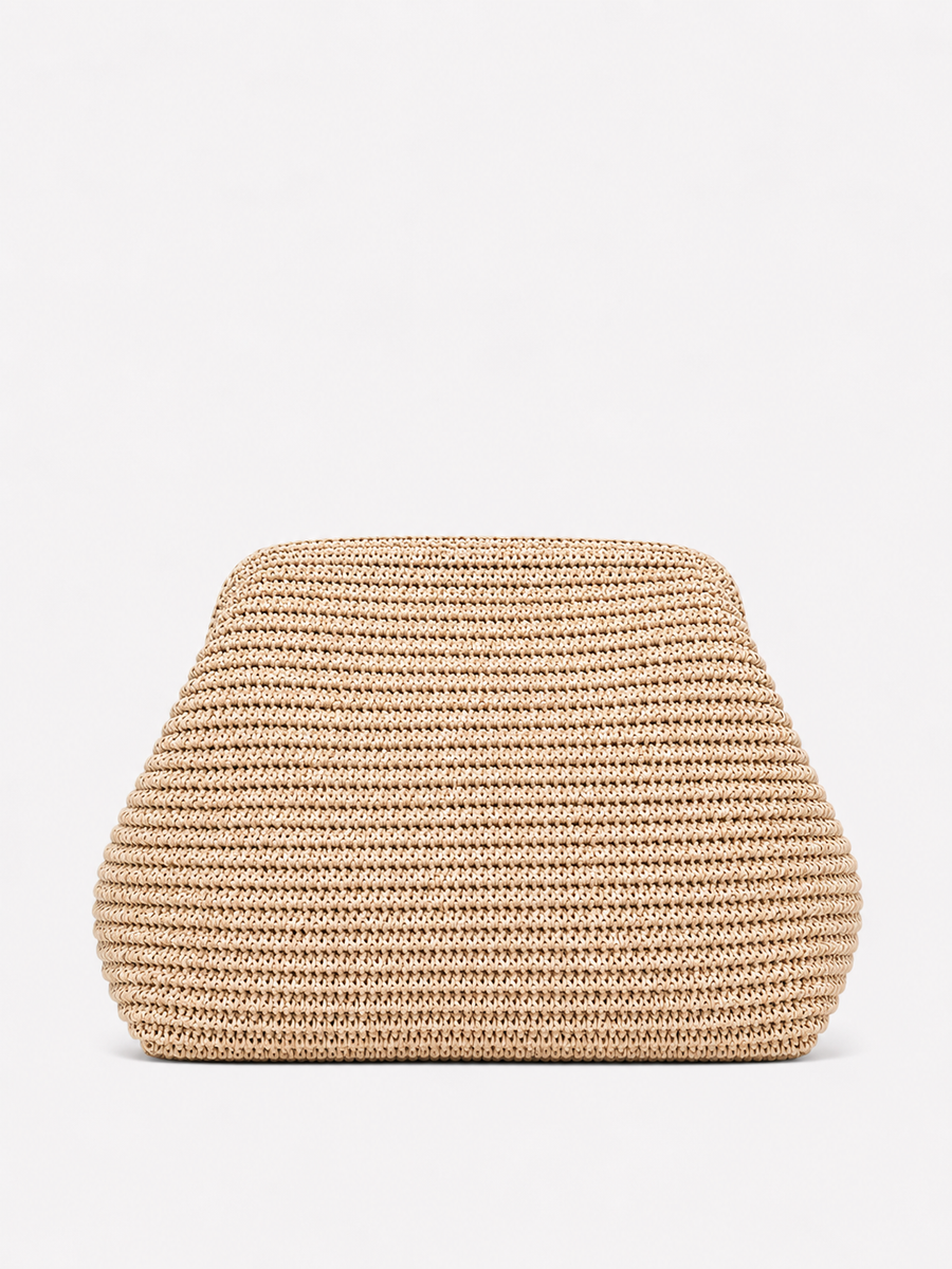 Clutch entrelazado rafia beige