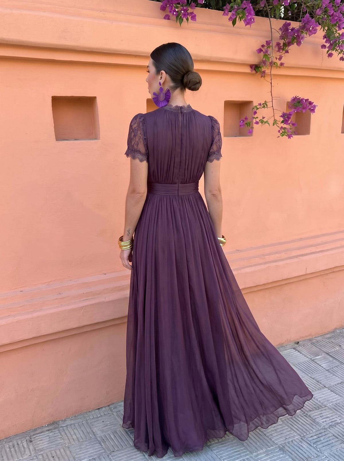 Cayetana | Vestido Largo de Mujer de Gasa con Cuello Alto