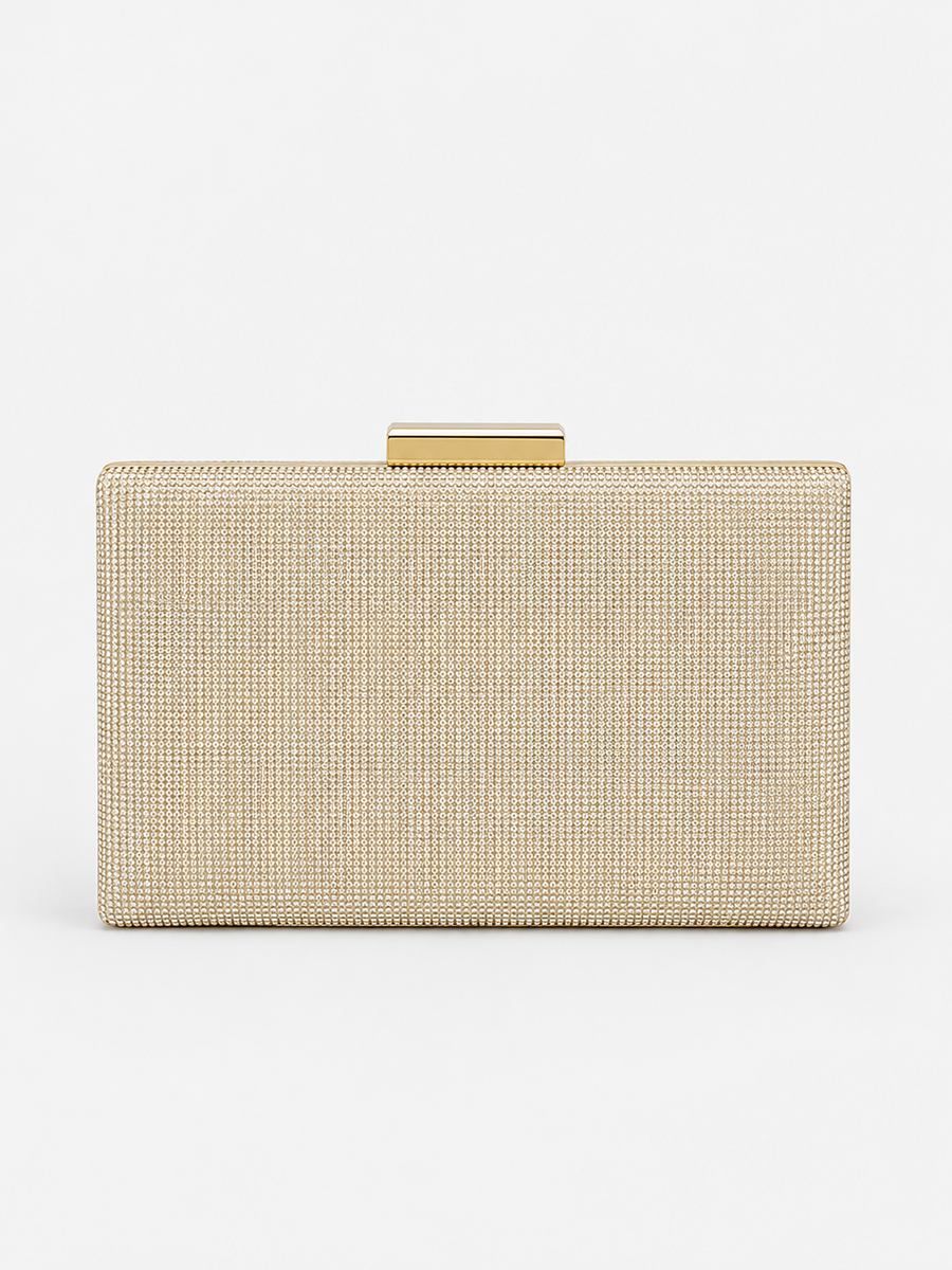 Clutch brillitos rectángulo dorado
