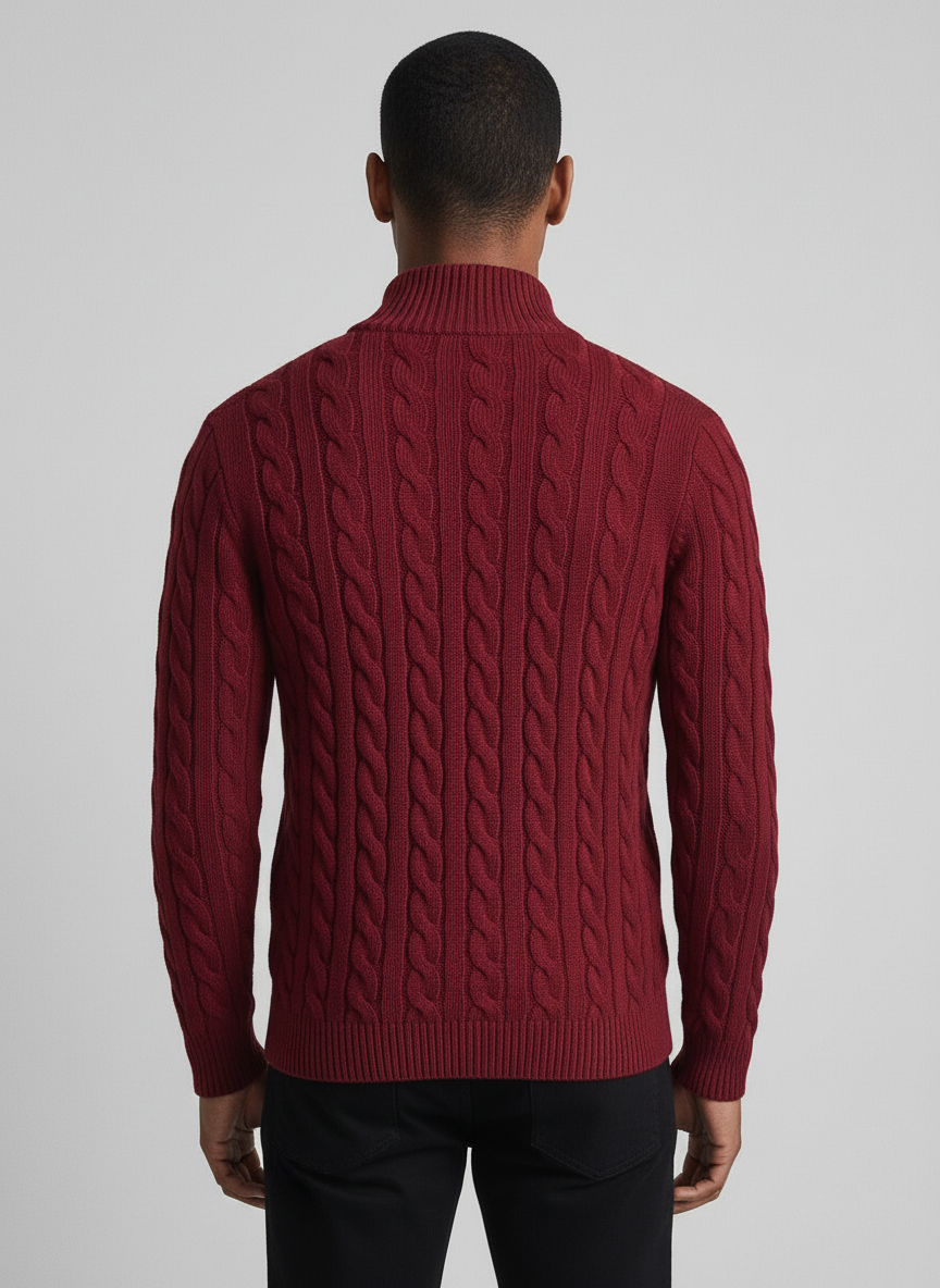 Jersey de Punto Trenzado con Cremallera