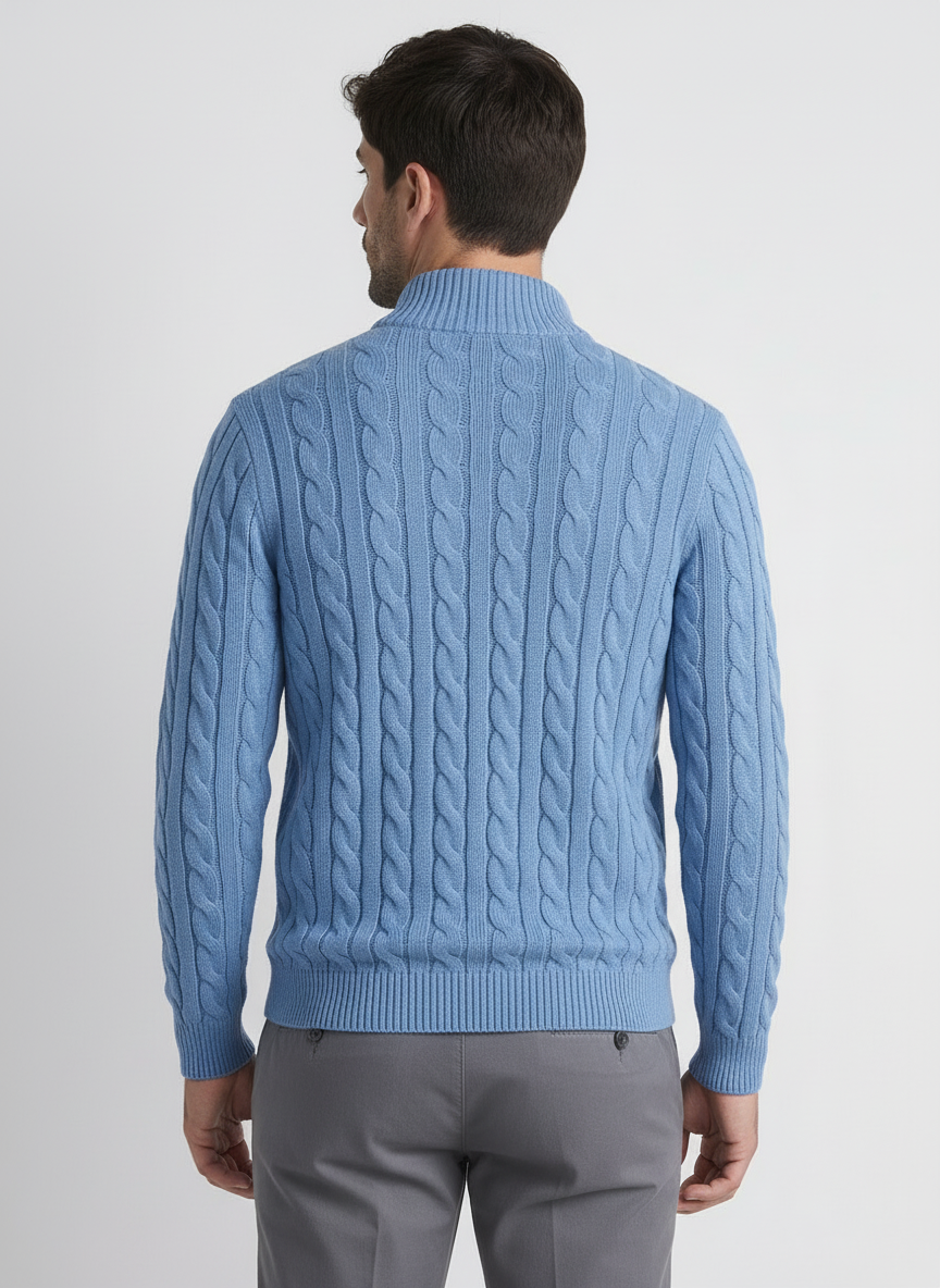 Jersey de Punto Trenzado con Cremallera