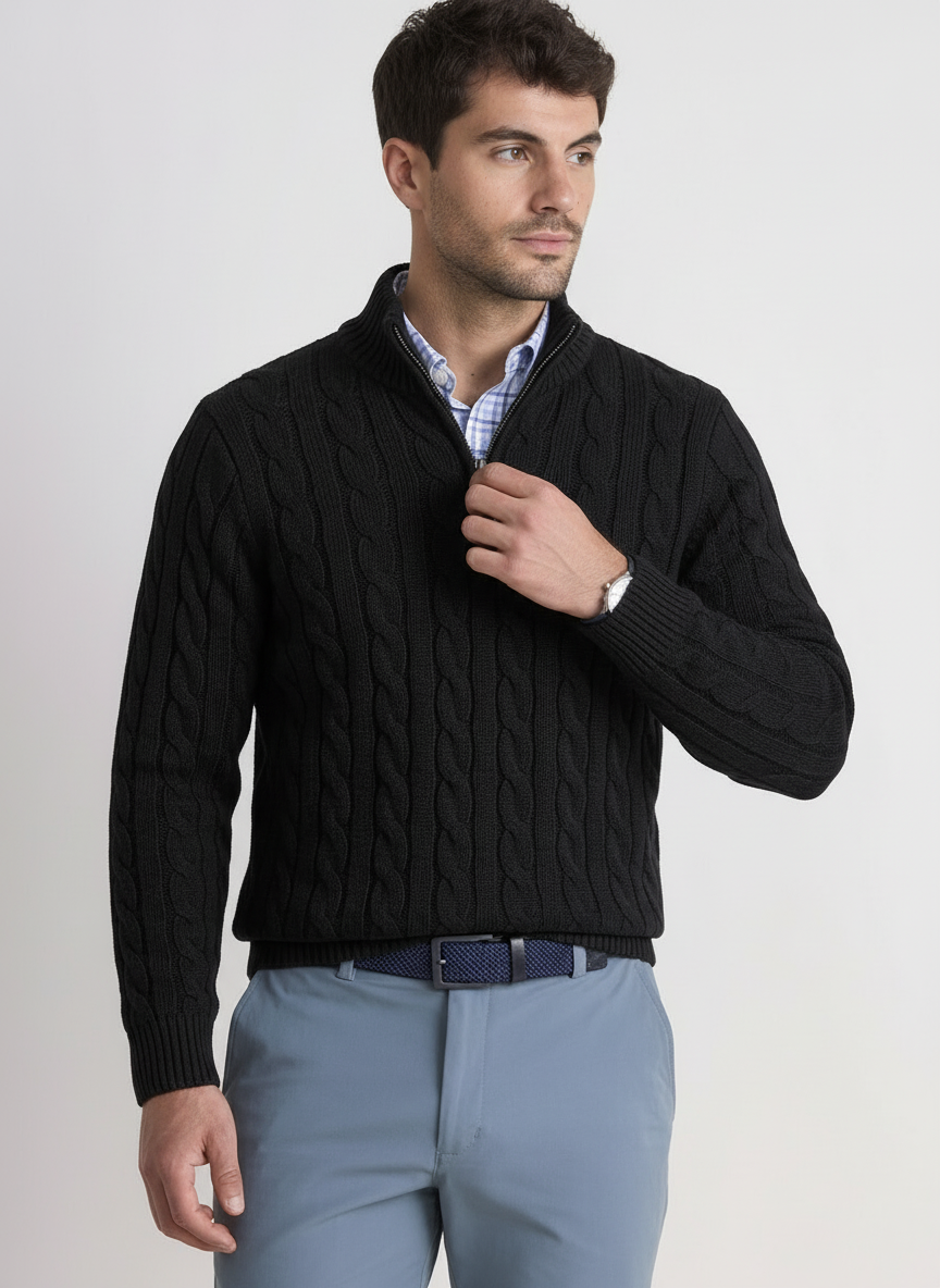 Jersey de Punto Trenzado con Cremallera