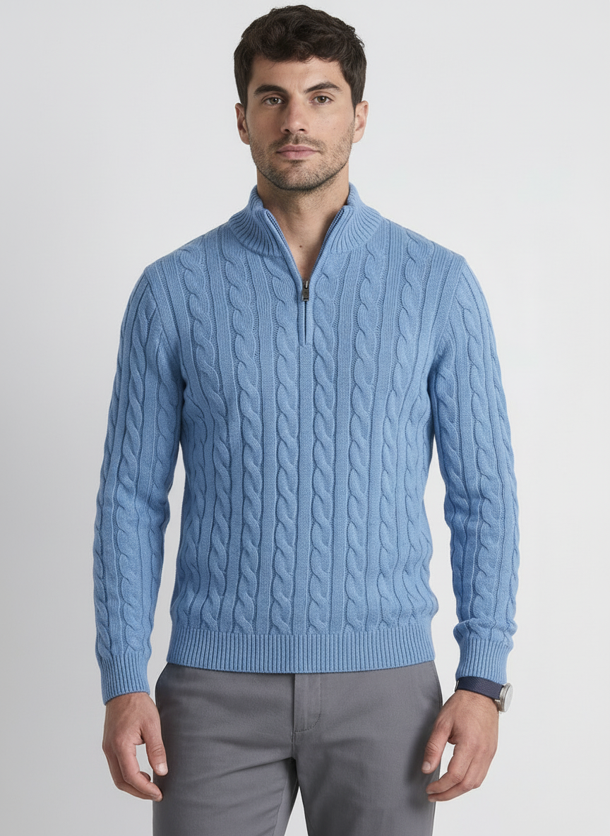 Jersey de Punto Trenzado con Cremallera