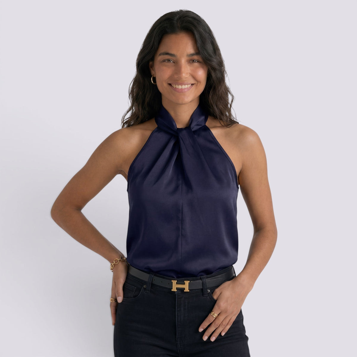 Top Halter Mujer Satén Elegante