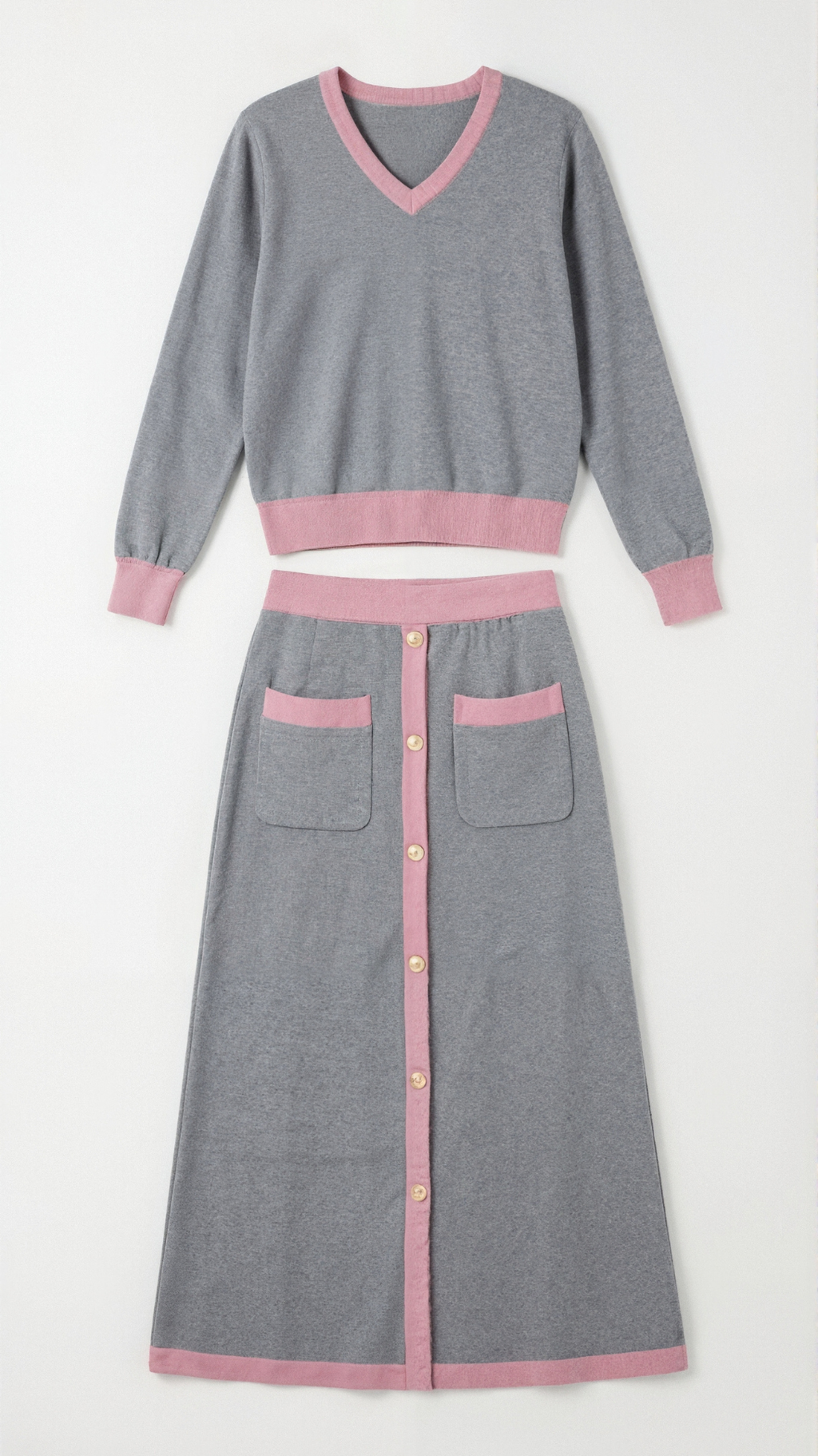 Conjunto de Suéter V y Falda Midi 'Cheryl'