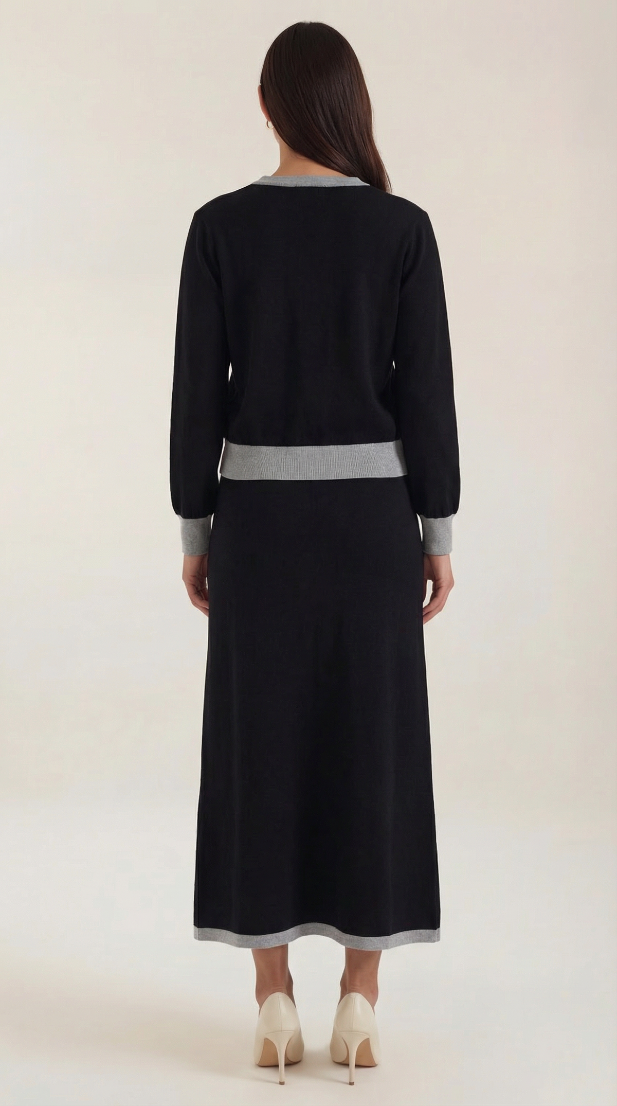 Conjunto de Suéter V y Falda Midi 'Cheryl'