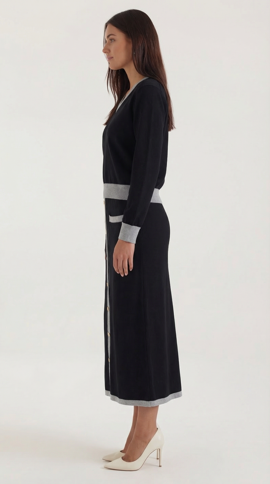 Conjunto de Suéter V y Falda Midi 'Cheryl'