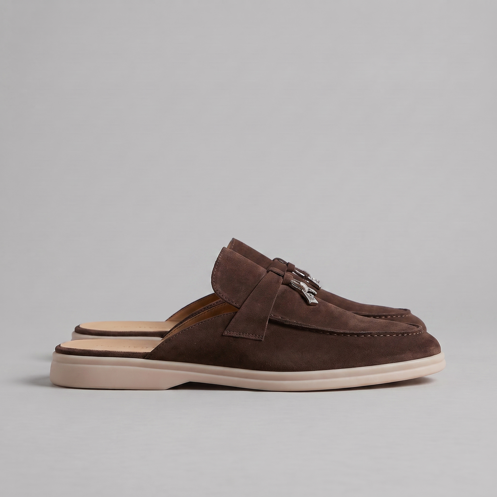 Mules de Ante para Hombre con Hebilla Metálica